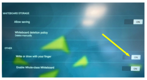 Each setting on your SMART Board enables different features.