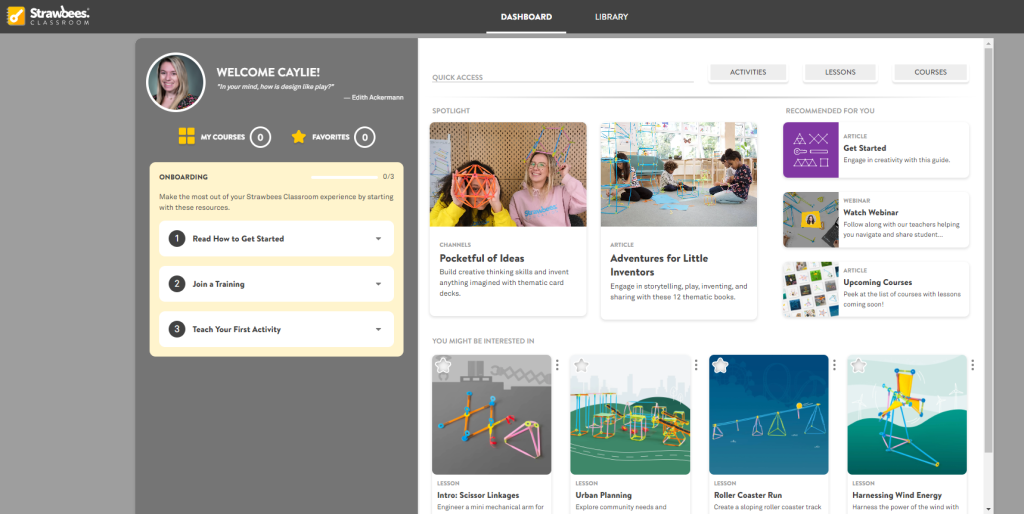 An example of a Strawbees dashboard
