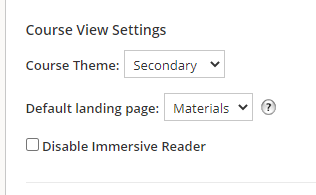 Course View Settings page