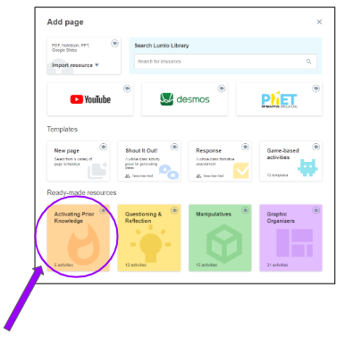 Ready-made resources available in Lumio
