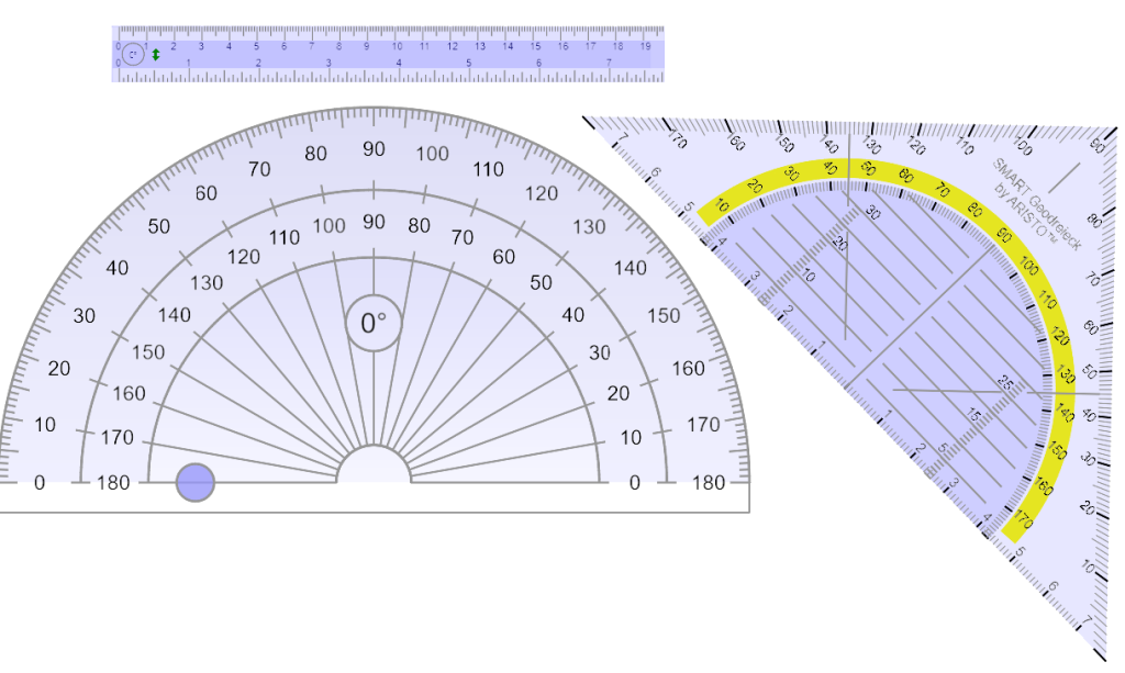Example SMART Notebook math aids - protractor and ruler.
