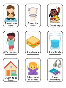 Example of a wants/needs chart for students with images to portray each one