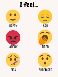 Feelings chart with pictures of different emotions