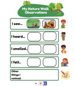 "My Nature Walk Observation" sheet for students to log