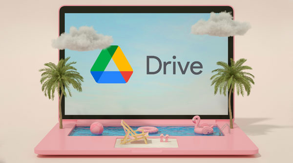 Image of Google Drive on laptop screen with pool