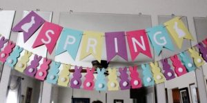 colorful DIY spring bunny banner craft