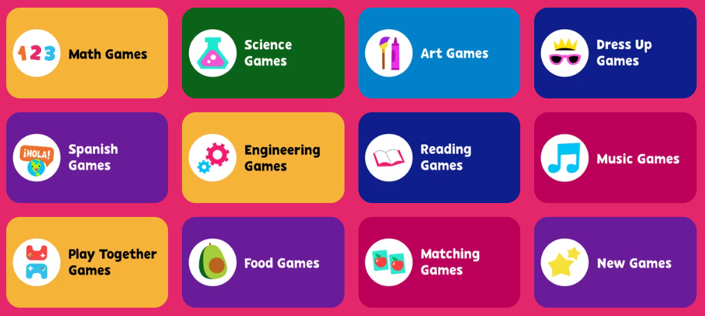 An example of an app for early childhood education on PBS Kids Games.