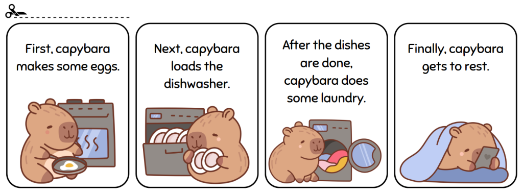 a silly sequence card featuring a capybara.