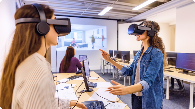 A classroom bridging the gap to successful Project-Based Learning with Inspirit VR. 